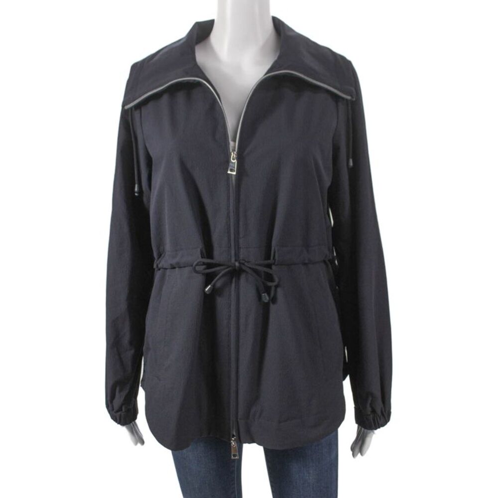 Renuar Women Windbreaker Jacket Black Zip Long Sleeve Polyester Petite Size S